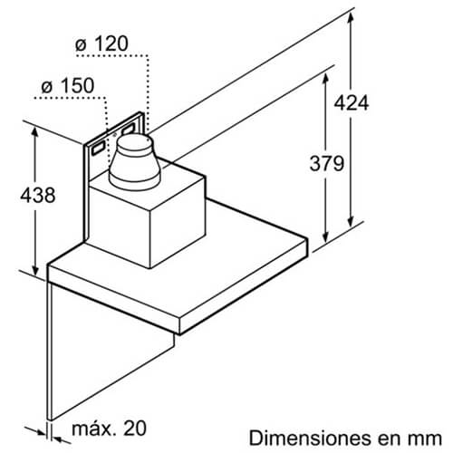 Máy hút mùi Bosch DWB97JP50 6 kích thước lắp đặt máy hút mùi bosch