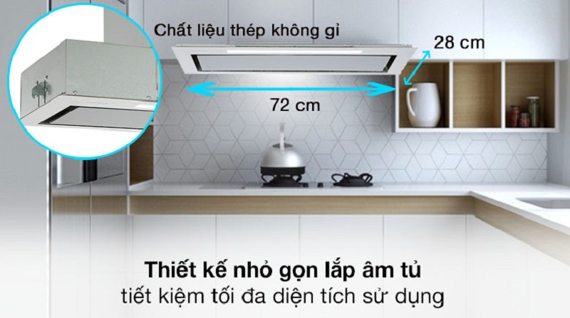 1.Máy hút mùi Hafele HH-BI72A 533.80.027 tiết kiện diện tích không gian bếp