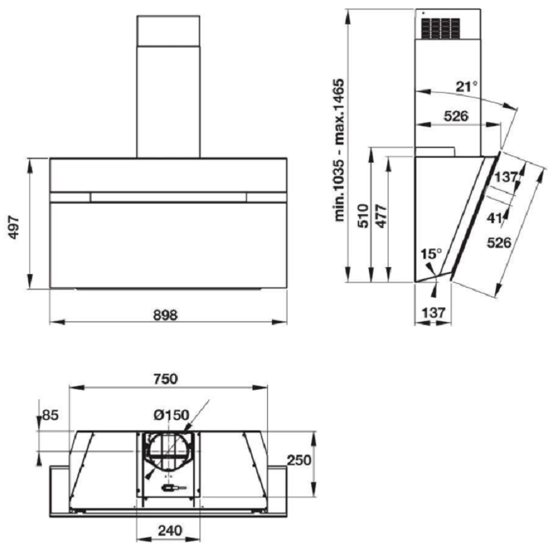 1. Thông số kỹ thuật máy hút mùi Hafele HH-WVG90B 539.89.335