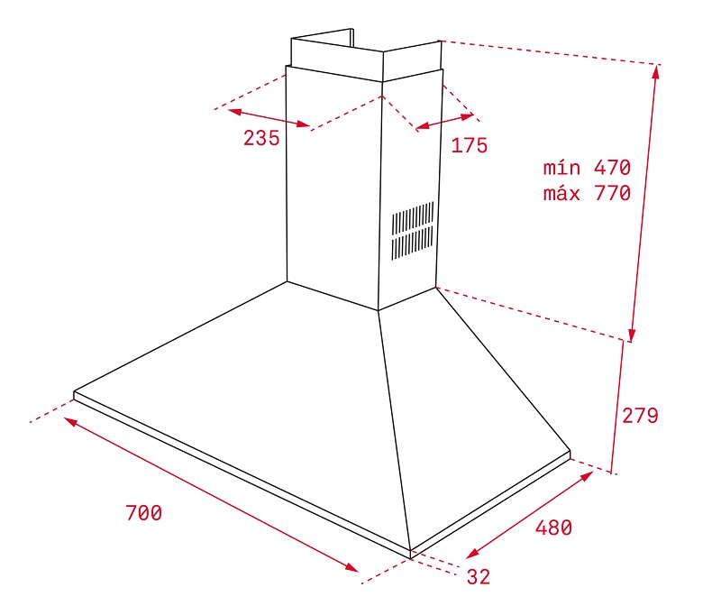 1. Thông số kỹ thuật máy hút mùi Teka DBB 70