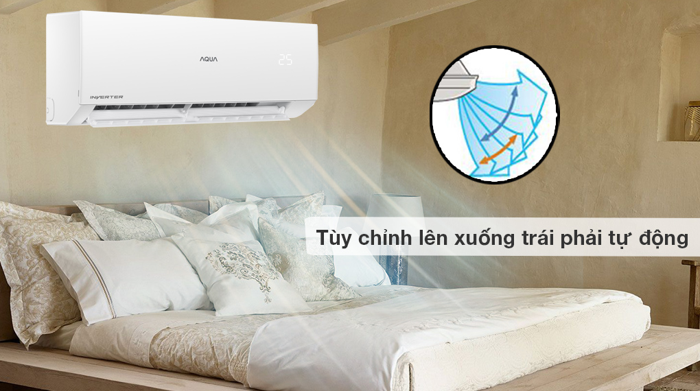 Máy lạnh Aqua Inverter 2 HP AQA-RV18QA - Tùy chỉnh cánh đảo gió lên xuống trái phải tự động Máy lạnh Aqua Inverter 2 HP AQA-RV18QA - Tùy chỉnh cánh đảo gió lên xuống trái phải tự động