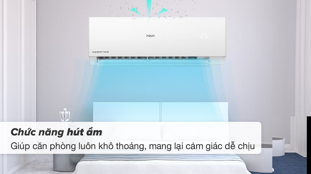 Máy lạnh Aqua Inverter 2 HP AQA-RV18QA - Chức năng hút ẩm giúp căn phòng luôn khô ráo, mang lại sự thoải mái cho người dùng trong ngày trời ẩm ướt Máy lạnh Aqua Inverter 2 HP AQA-RV18QA - Chức năng hút ẩm giúp căn phòng luôn khô ráo, mang lại sự thoải mái cho người dùng trong ngày trời ẩm ướt