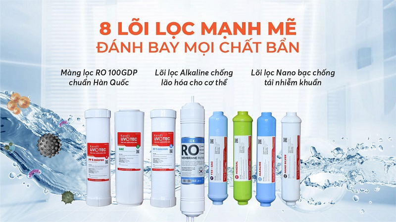 Máy lọc nước Karofi Livotec 311 4 Hệ thống 8 lLõi lọc - Đảm bảo nguồn nước tinh khiết nhiều khoáng chất