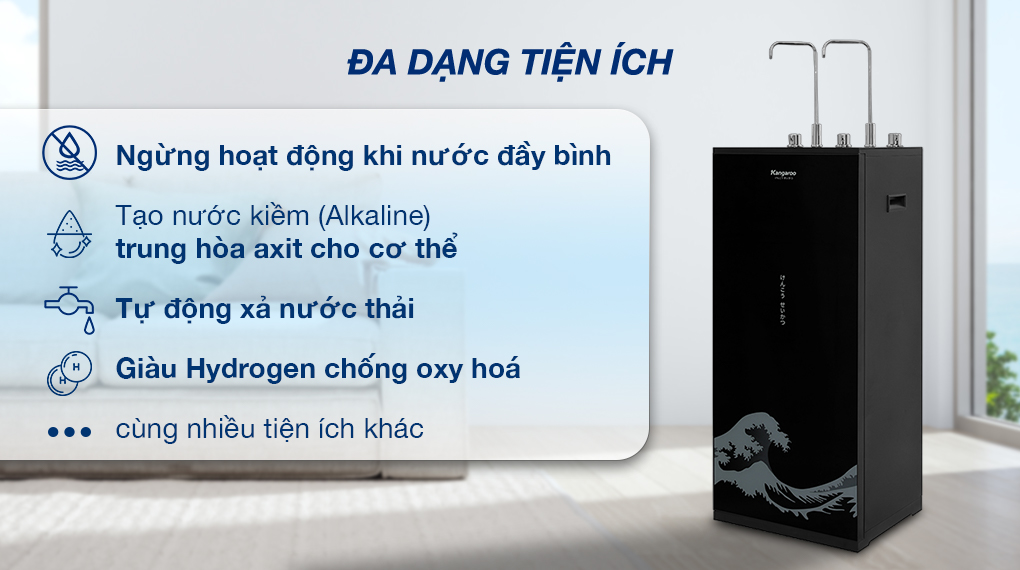 Máy lọc nước RO nóng nguội lạnh Kangaroo KG10A12 10 lõi - Tiện ích