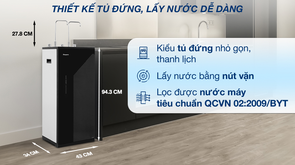 Máy lọc nước RO nóng nguội lạnh Kangaroo KG10A17 10 lõi - Thiết kế Máy lọc nước RO nóng nguội lạnh Kangaroo KG10A17 10 lõi - Thiết kế