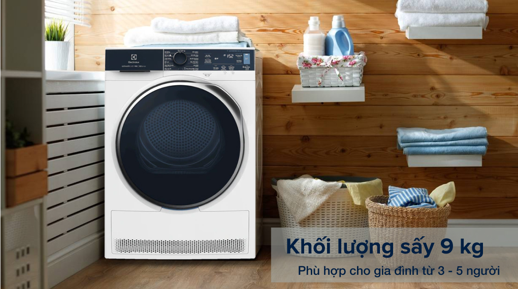 Máy sấy bơm nhiệt Electrolux EDH903R9WB - Phù hợp cho gia đình từ 3 - 5 người