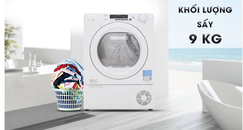 Máy sấy Candy GVS C9DE-S sấy được nhiều quần áo 1 lần