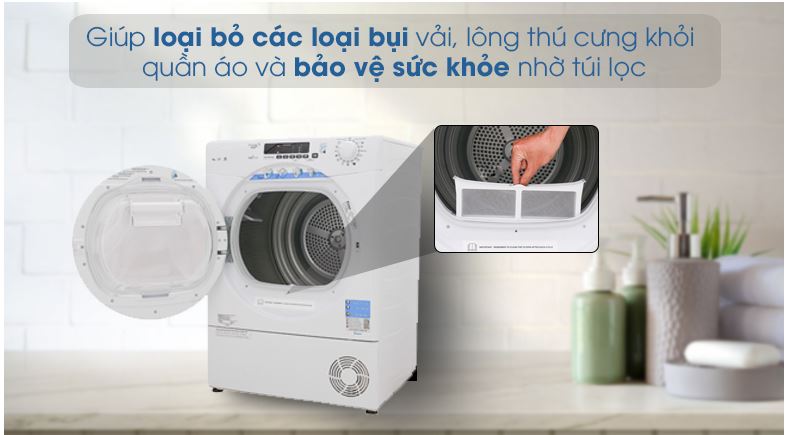 Máy sấy có Khả năng lọc bụi vài nhờ tấm lọc bảo vệ sức khỏe cho bạn
