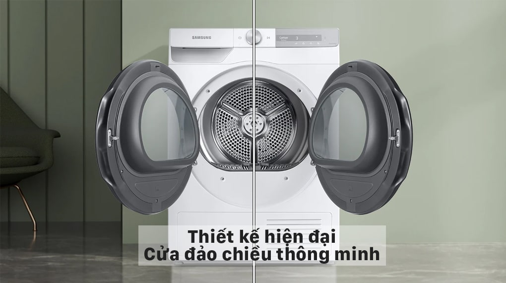 Máy sấy bơm nhiệt Samsung DV90T7240BH/SV có thiết kế hiện đại, sang trọng