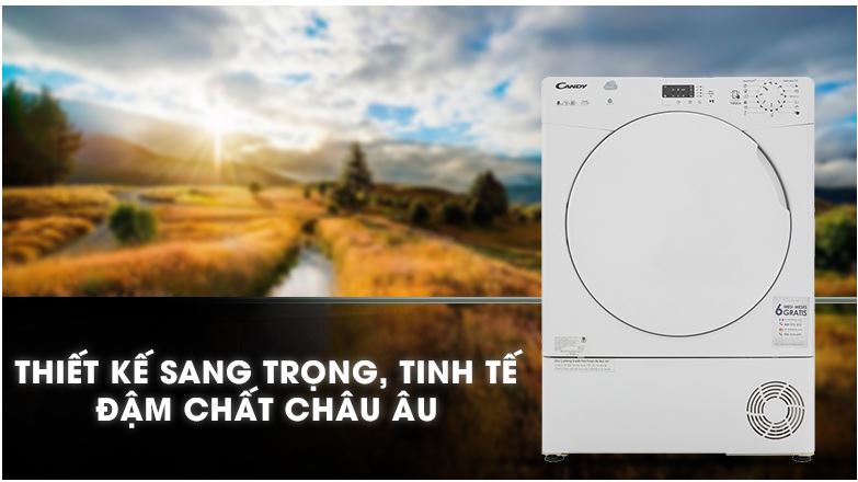 Máy sấy Candy 8 Kg CS C8LF-S 6 Máy sấy Candy CS C8LF-S có thiết kế sang trọng, bắt mắt