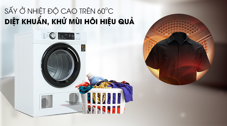 Máy sấy thông hơi Aqua 7 Kg AQH-V700FW 9 Máy sấy thông hơi Aqua 7 Kg AQH-V700FW Khủ mùi, diệt khuẩn hiệu quả cho quần áo luôn được sạch sẽ thơm tho