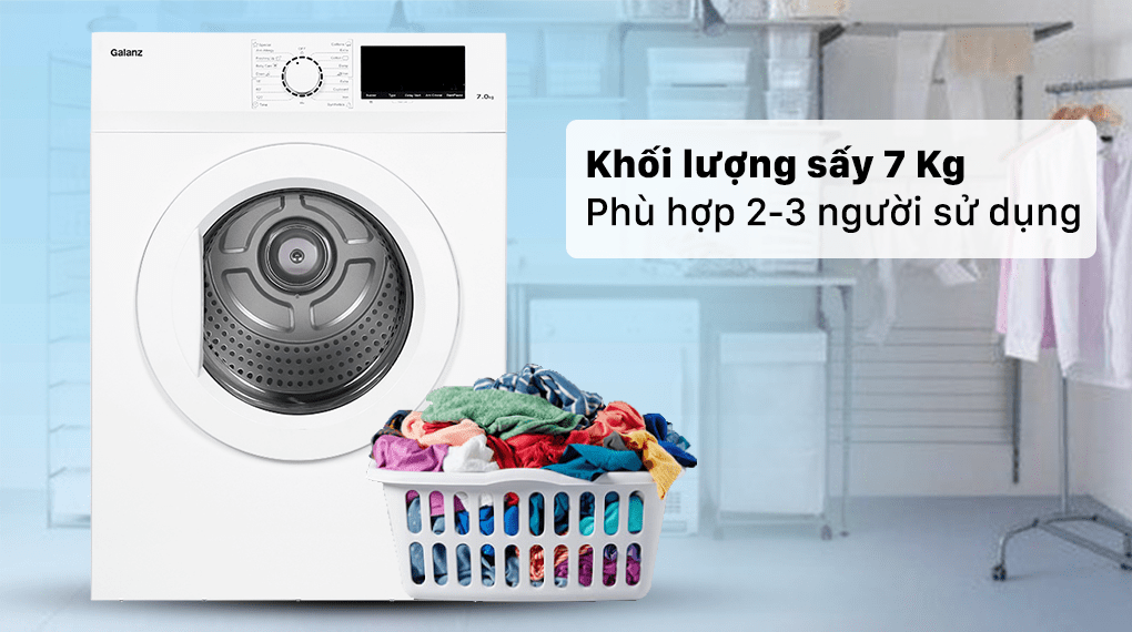 Máy sấy thông hơi Galanz 7 Kg DV-70T5C(W) - Khối lượng giặt Máy sấy thông hơi Galanz 7 Kg DV-70T5C(W) - Khối lượng giặt