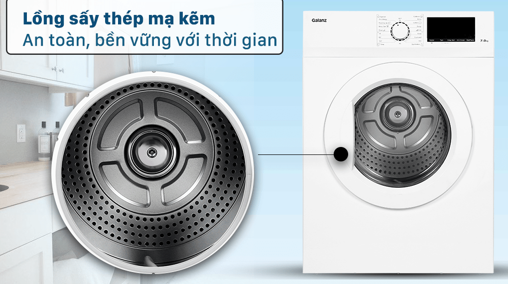 Máy sấy thông hơi Galanz 7 Kg DV-70T5C(W) - Lồng sấy thép mạ kẽm Máy sấy thông hơi Galanz 7 Kg DV-70T5C(W) - Lồng sấy thép mạ kẽm