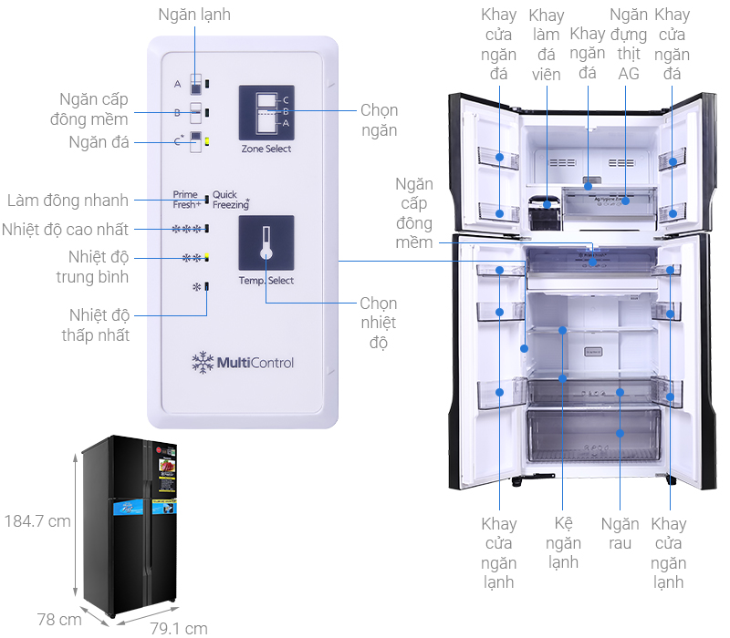 Tủ lạnh Panasonic inverter 550 Lít NR-DZ601VGKV 4 Thông số kỹ thuật Tủ lạnh Panasonic Inverter 550 lít NR-DZ601VGKV