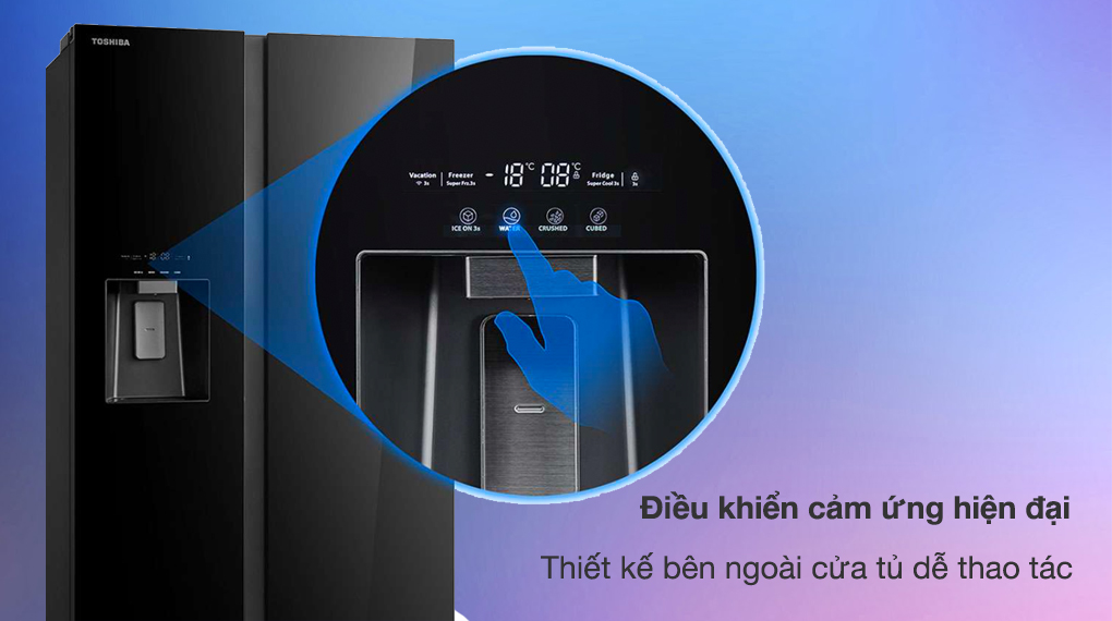 Tủ lạnh Toshiba Inverter 568 lít Side By Side GR-RS755WI-PGV(22)-XK - Bảng điều khiển cảm ứng bên ngoài dễ thao tác và quan sát Tủ lạnh Toshiba Inverter 568 lít Side By Side GR-RS755WI-PGV(22)-XK - Bảng điều khiển cảm ứng bên ngoài dễ thao tác và quan sát
