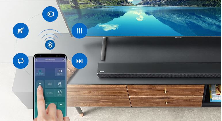 Loa thanh soundbar Samsung 3.1 HW-R650 14 Hỗ trợ điều khiển loa Samsung qua điện thoại, máy tính bảng tiện dụng