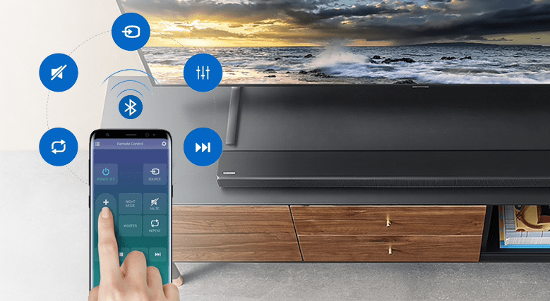 Loa thanh soundbar Samsung 2.1 HW-R550 12 Ứng dụng Samsung Audio Remote hỗ trợ điều khiển loa thanh qua điện thoại thông minh