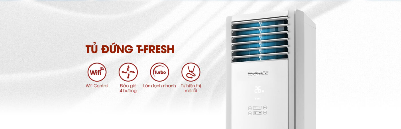Điều hòa cây Gree GVC30AL-K6NNC7A 30000BTU 1 chiều 13 Tủ đứng T-FRESH