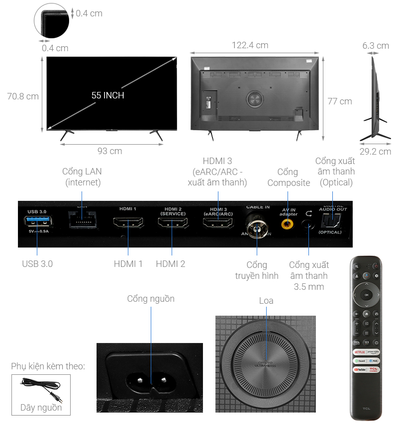 Google Tivi QLED TCL 4K 55 inch 55C69B