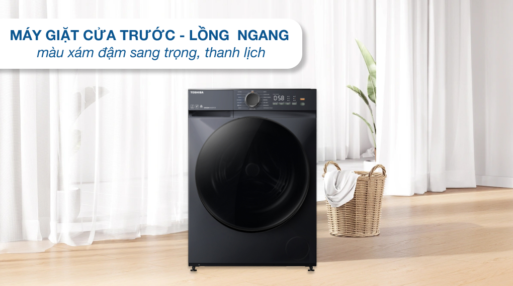 Máy giặt Toshiba cửa trước lồng ngang TW-T21BU115UWV(MG) thiết kế màu xám đậm sang trọng thanh lịch