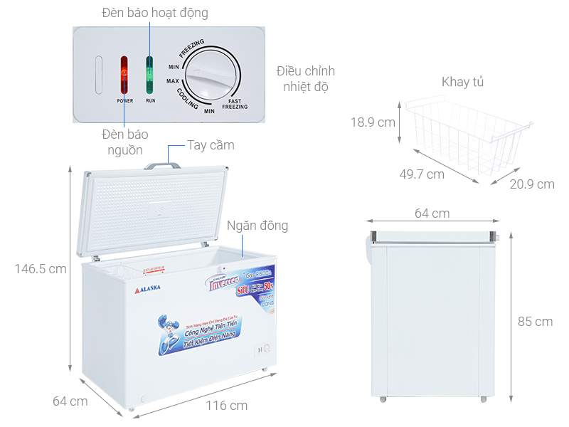 Tủ đông Alaska Inverter 295 lít BD 400CI