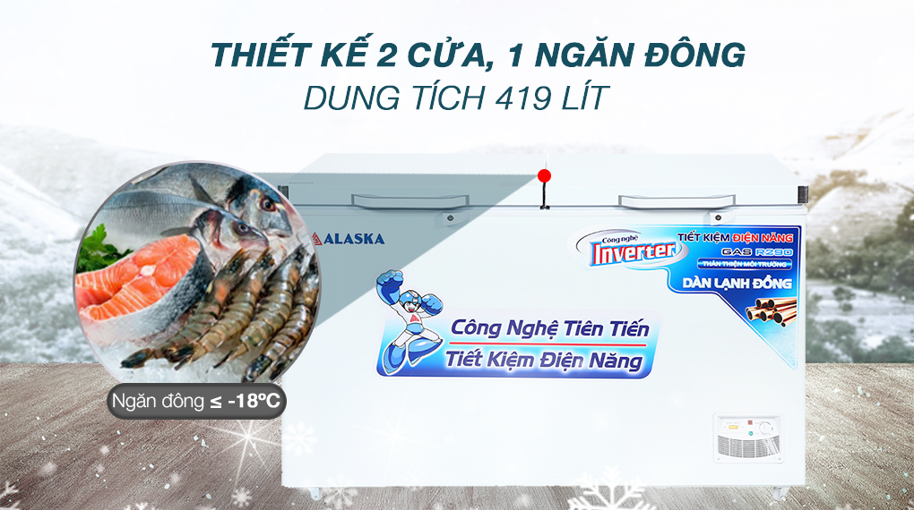 Tủ đông Alaska Inverter 419 lít HB 550CI - Tổng quan thiết kế Tủ đông Alaska Inverter 419 lít HB 550CI - Tổng quan thiết kế
