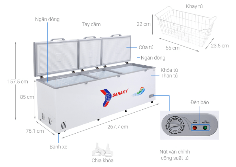 Tủ đông Sanaky 900 lít VH-1199HY 9 Hình ảnh tổng quát tủ đông Sanaky 900 lít VH-1199HY