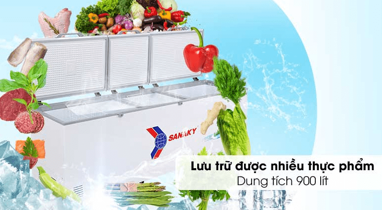 Tủ đông Sanaky 900 lít VH-1199HY 7 Tủ đông Sanaky 900 lít VH-1199HY lưu trữ nhiều thực phẩm