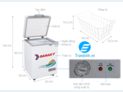 Phác hoạ tổng quát tủ đông Sanaky 100 lít VH-1599HYK