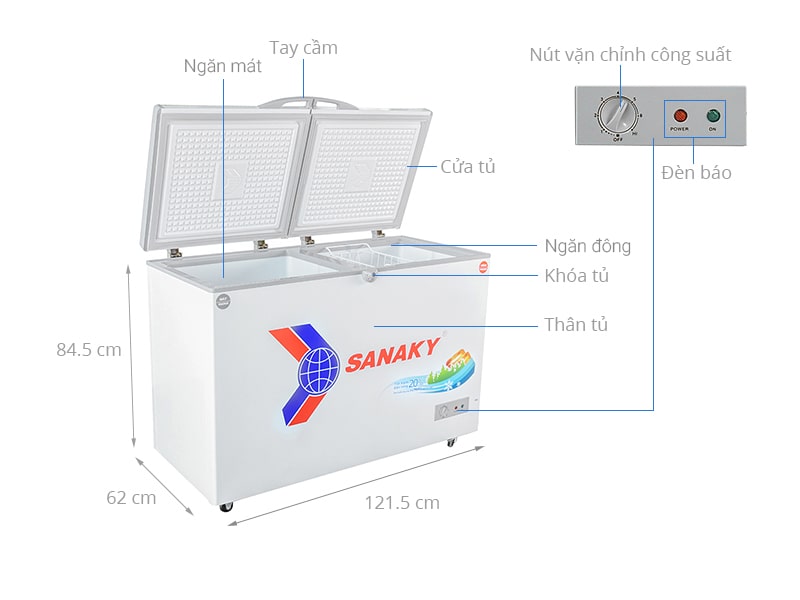 Phác hoạ tổng quát tủ đông Sanaky 260 lít VH-3699W1