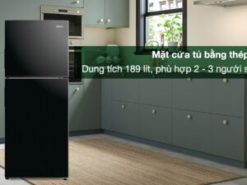 Tủ lạnh Aqua Inverter 189 lít AQR-T220FA(FB) - Mặt cửa tủ bằng thép bền bỉ, dung tích 189 lít phù hợp gia đình từ 2 - 3 người