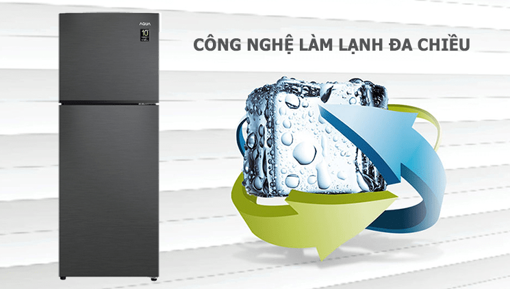 Tủ lạnh Aqua T239FA(HB) sử dụng công nghệ làm lạnh đa chiều lan toả hơi lạnh khắp tủ