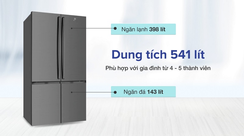 Tủ lạnh Electrolux Inverter 541 lít EQE6000A-B 7 Phù hợp với gia đình từ 4 – 5 thành viên