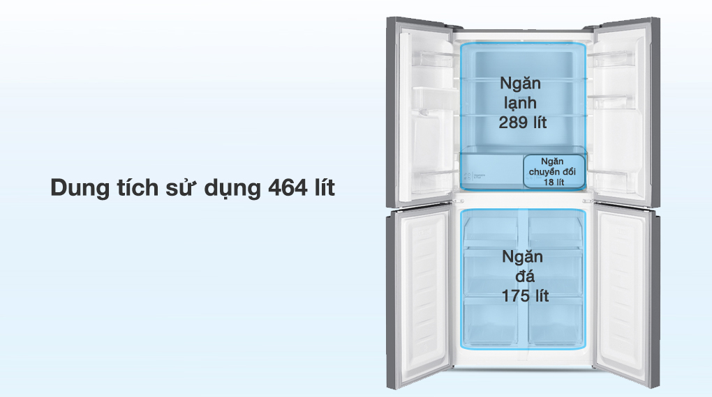 Tủ lạnh Hitachi Inverter 464 lít Multi Door HR4N7520DSWDXVN - Dung tích Tủ lạnh Hitachi Inverter 464 lít Multi Door HR4N7520DSWDXVN - Dung tích