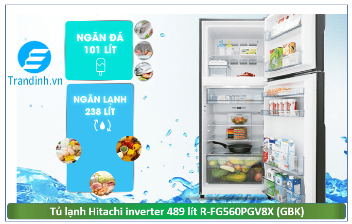 Tủ lạnh Hitachi 489 lít R-FG560PGV8X (GBK) phù hợp gia đình 4 – 5 người