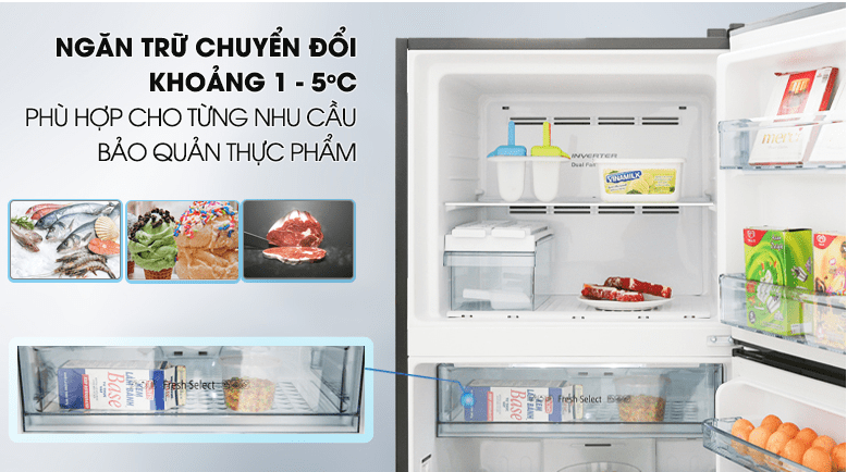 R-FG560PGV8X (GBK) Ngăn trữ chuyển đổi trong khoảng 1 – 5 độ C tiện ích