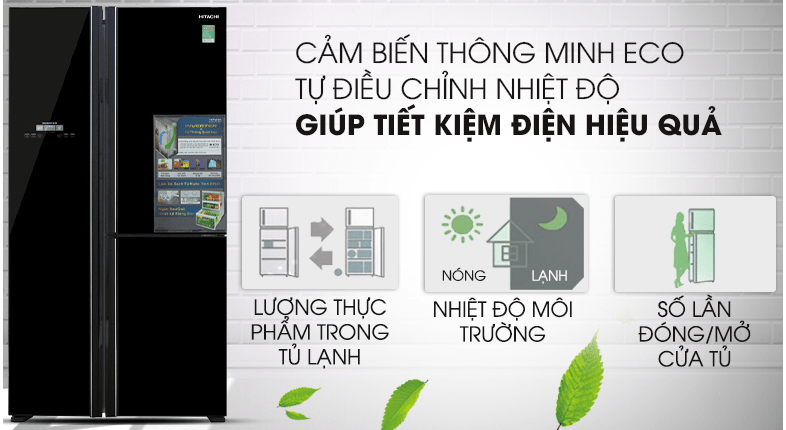 4. Tủ lạnh Hitachi R-FM800PGV2 GBK tiết kiệm điện tối ưu nhờ cảm biến thông minh Eco 
