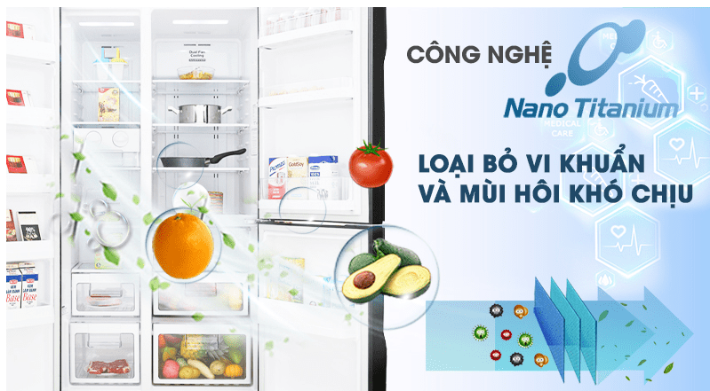 tủ lạnh Hitachi Inverter 600 lít R-FM800PGV2 GBK Công nghệ màng lọc Nano Titanium kháng khuẩn khử mùi hiệu quả 