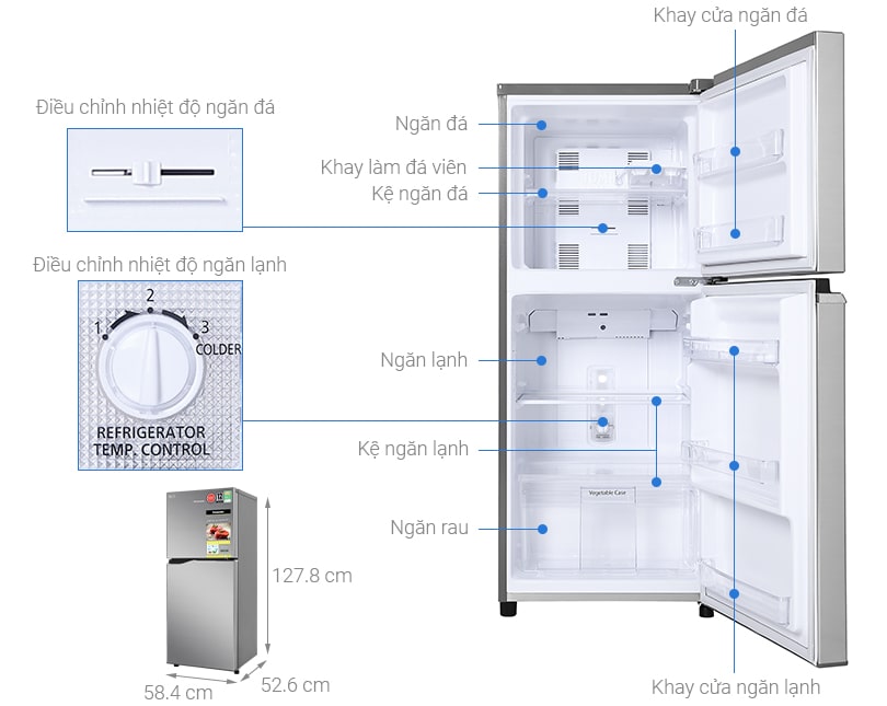 Tủ lạnh Panasonic inverter 170 Lít NR-BA190PPVN: Giá rẻ nhất 4 Phác hoạ tổng quát tủ lạnh Panasonic NR-BA190PPVN