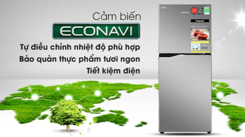 Tủ lạnh Panasonic inverter 170 Lít NR-BA190PPVN: Giá rẻ nhất 8 Tiết kiệm điện năng tối ưu nhờ công nghệ cảm biến Econavi