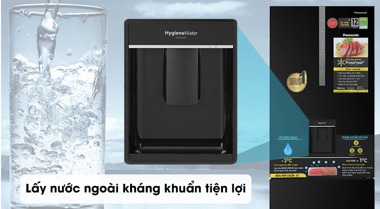Tủ lạnh Panasonic Inverter 417 lít NR-BX471GPKV 8 5. Tủ lạnh Panasonic inverter 417L BX471GPKV lấy nước uống tiện lợi với khay lấy nước ngoài