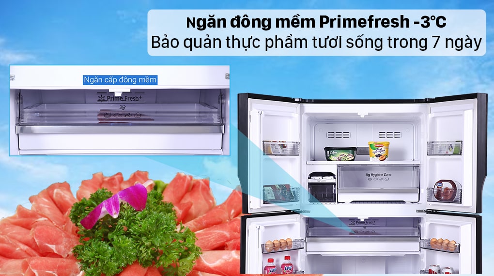 Tủ lạnh Panasonic inverter 550 Lít NR-DZ601VGKV 10 Ngăn đông mềm Primefresh chế biến thực phẩn không cần rã đông
