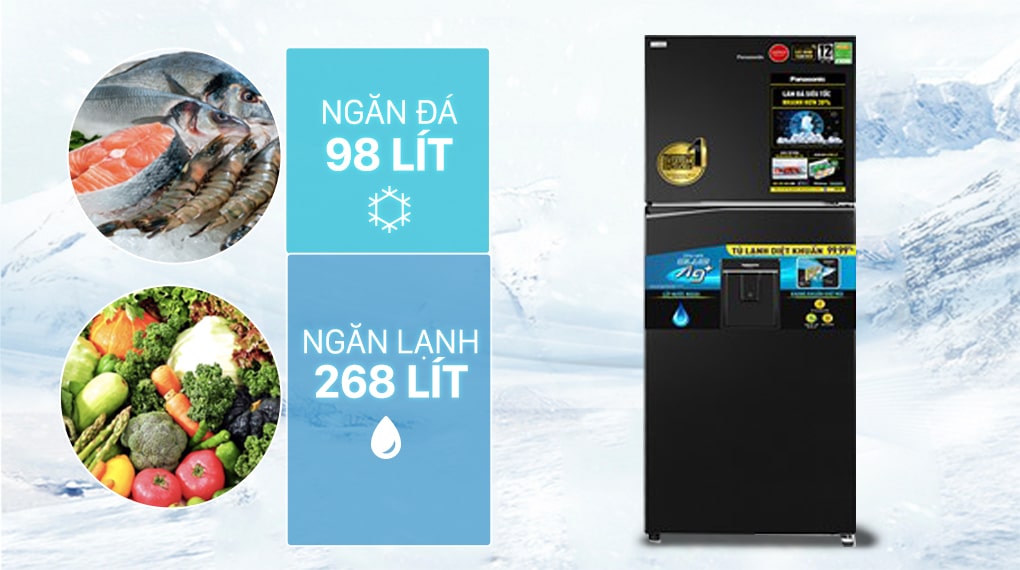 Tủ lạnh Panasonic NR-TL381BPKV inverter 366 Lít 5 1. Tủ lạnh Panasonic NR-TL381BPKV phù hợp cho gia đình có từ 3 - 4 người