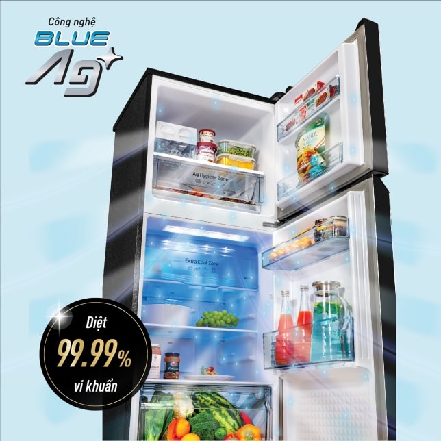 Tủ lạnh Panasonic NR-TL381BPKV inverter 366 Lít 9 5. Công nghệ Blue Ag+ giúp diệt khuẩn, khử mùi hiệu quả