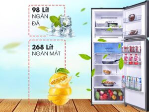 12. Tủ lạnh ngăn đá trên Panasonic NR-TL381VGMV phù hợp gia đình từ 3 – 4 người