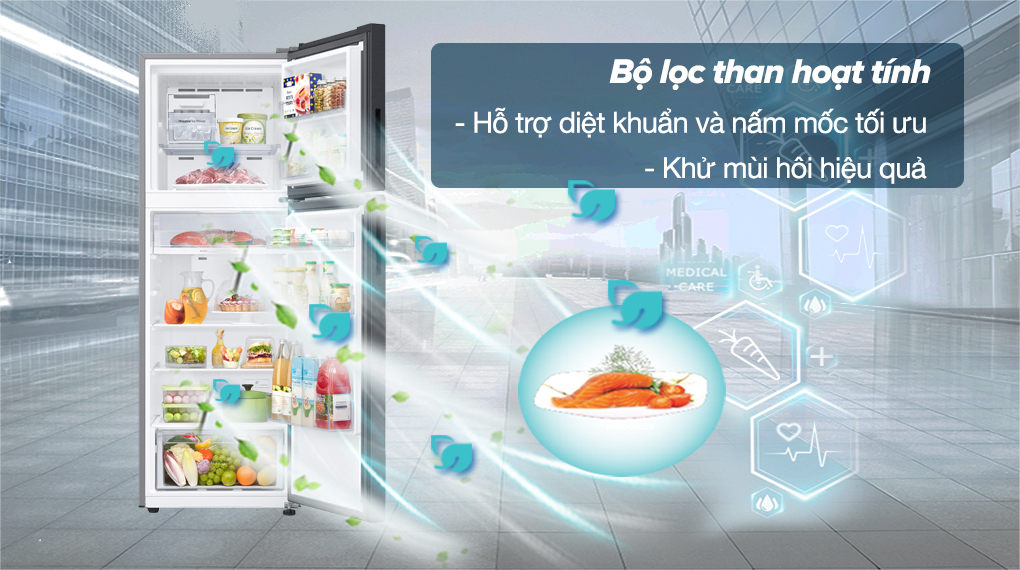 Tủ lạnh Samsung Inverter 348 lít RT35CG5424B1SV - Bộ lọc than hoạt tính khử mùi hiệu quả, loại bỏ vi khuẩn và nấm mốc tối ưu Tủ lạnh Samsung Inverter 348 lít RT35CG5424B1SV - Bộ lọc than hoạt tính khử mùi hiệu quả, loại bỏ vi khuẩn và nấm mốc tối ưu