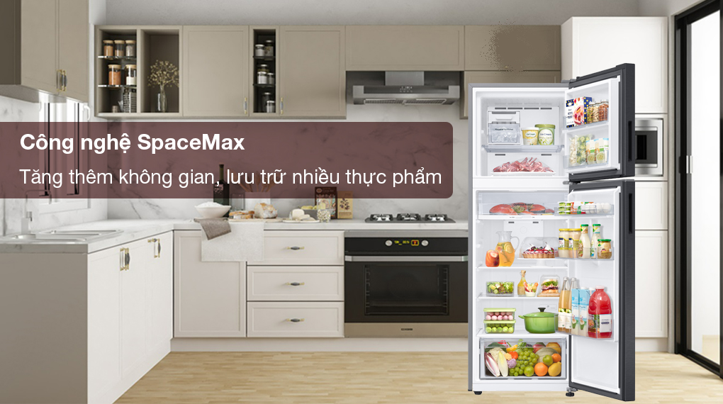 Tủ lạnh Samsung Inverter 348 lít RT35CG5424B1SV - Công nghệ SpaceMax tăng thêm không gian giúp lưu trữ nhiều thực phẩm hơn Tủ lạnh Samsung Inverter 348 lít RT35CG5424B1SV - Bộ lọc than hoạt tính khử mùi hiệu quả, loại bỏ vi khuẩn và nấm mốc tối ưu