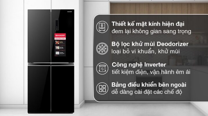 Tủ lạnh Sharp Inverter 362 lít SJ-FX420VG-BK