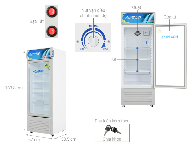 Tủ mát Hòa Phát 195 Lít HSC 550F1R1