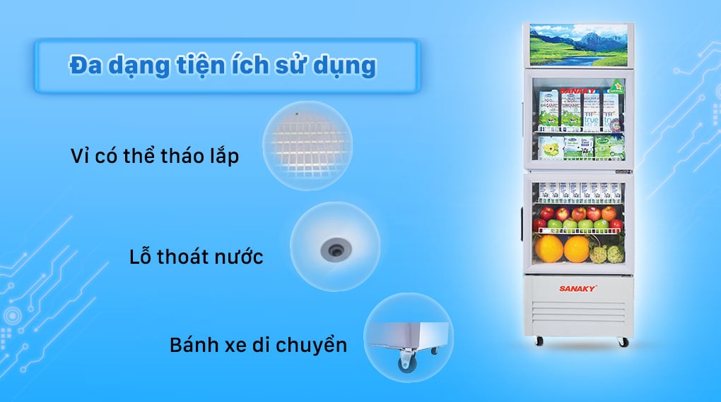6. Tủ mát Sanaky TM.VH408WL dễ dàng vệ sinh tủ nhờ có lỗ thoát nước